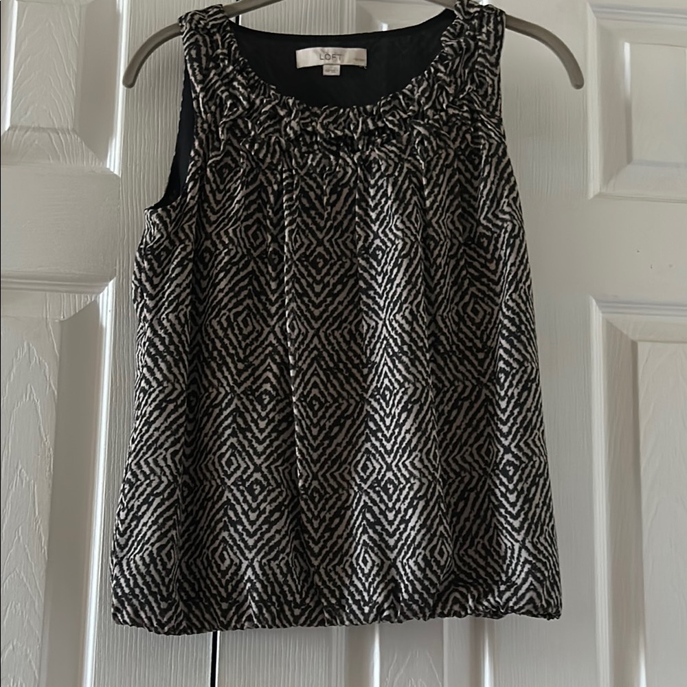 LOFT Black Sleeveless Ruched Blouse